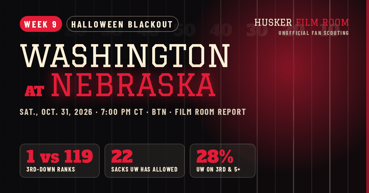 Week 9 share graphic: Washington at Nebraska